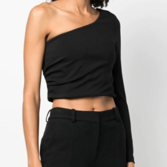 P.A.R.O.S.H. One-shoulder Top in Black - Picture 1 of 4
